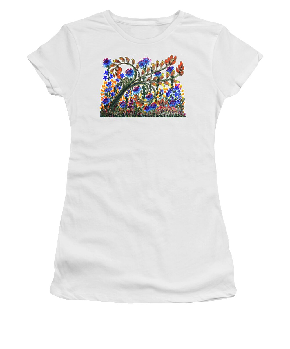 Design Women's T-Shirt featuring the painting Fantasy Garden by Holly Carmichael