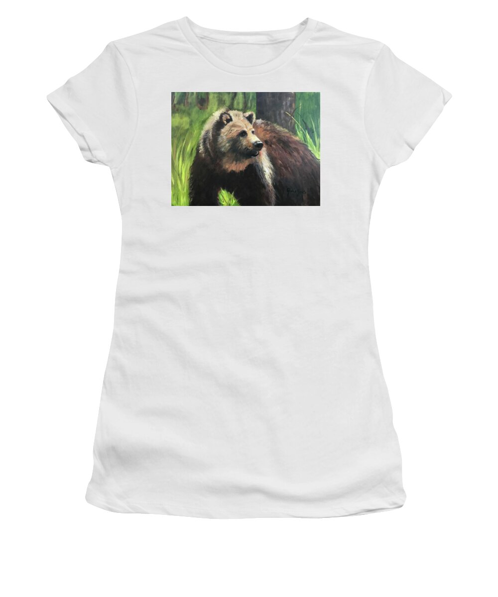 Bear Women's T-Shirt featuring the painting Fearless by Gloria Smith