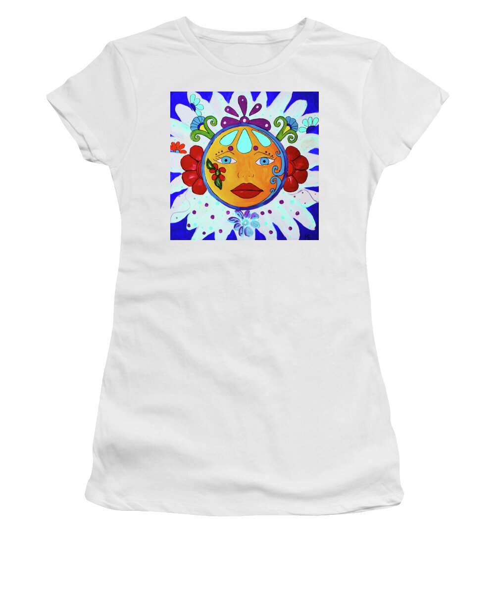 Talavera Face Women's T-Shirt featuring the painting Fearless by Melinda Etzold