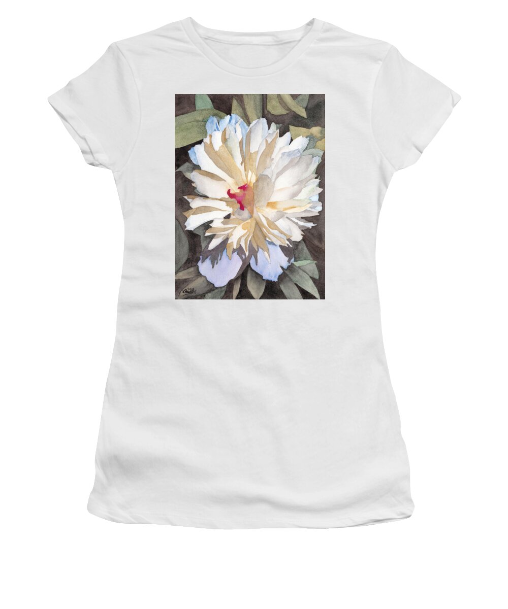 Watercolor Women's T-Shirt featuring the painting Feathery Flower by Ken Powers