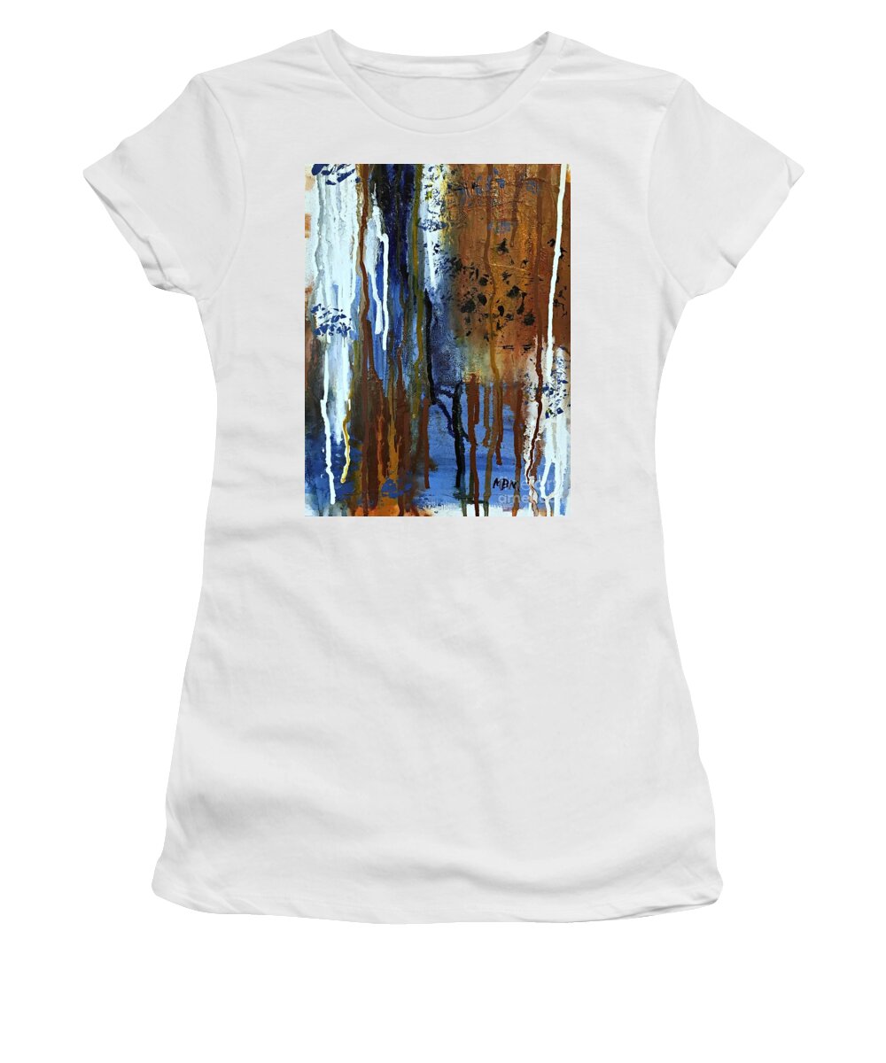 Abstract Women's T-Shirt featuring the painting February Rain by Mary Mirabal