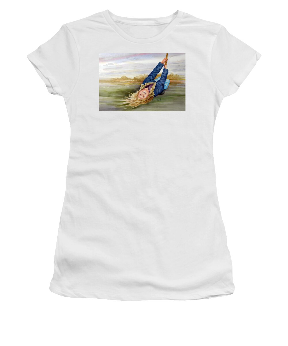 Seing Women's T-Shirt featuring the painting Feelin The Wind by Sam Sidders