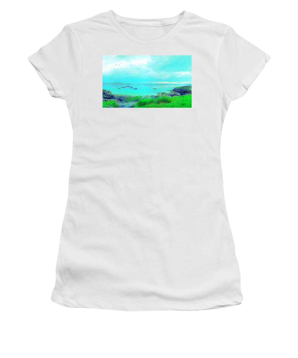 Sand Women's T-Shirt featuring the photograph Ferry Wake by Jan W Faul