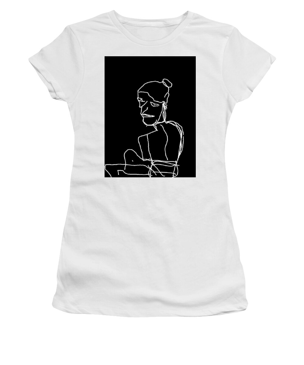 Person Women's T-Shirt featuring the digital art Figure with a Bun by Kathy Barney