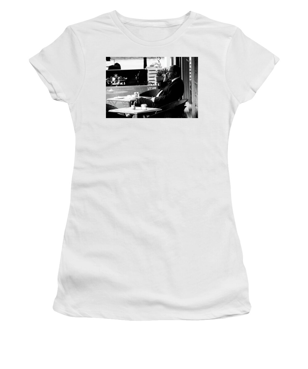 Hebden Women's T-Shirt featuring the photograph First Coffee by Jez C Self