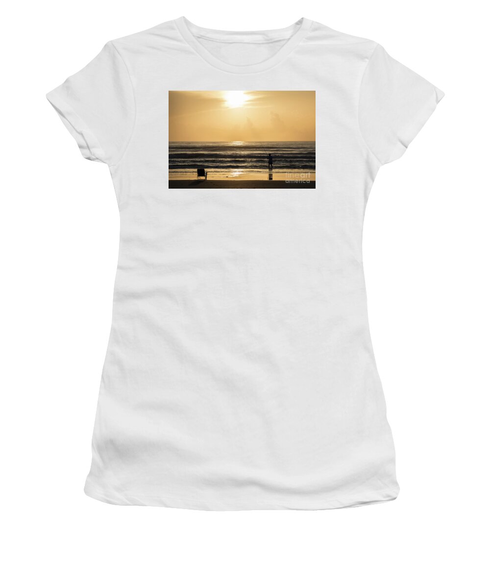 Daytona Beach Women's T-Shirt featuring the photograph Fisherman by Ed Taylor
