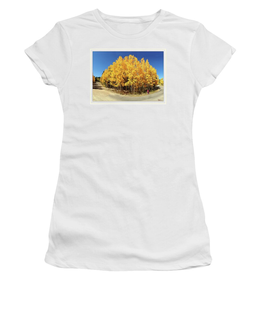 Colorado Women's T-Shirt featuring the photograph Fisheye Aspens by Peggy Dietz
