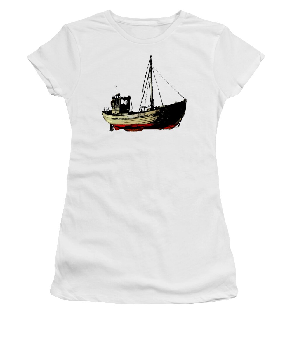 Fishing Women's T-Shirt featuring the digital art Fishing Boat by Piotr Dulski
