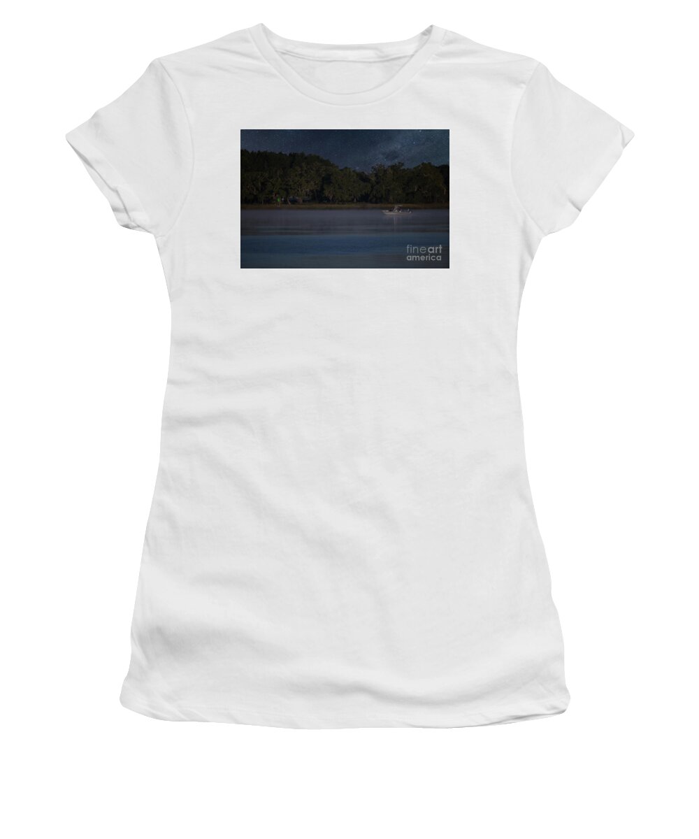 Wando River Women's T-Shirt featuring the photograph Fishing under the Stars by Dale Powell
