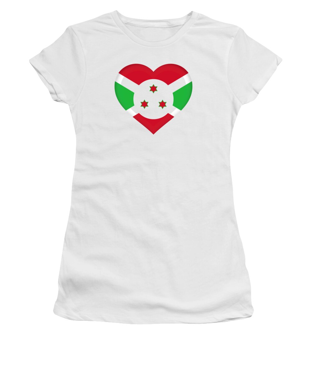 Africa Women's T-Shirt featuring the digital art Flag of Burundi Heart by Roy Pedersen