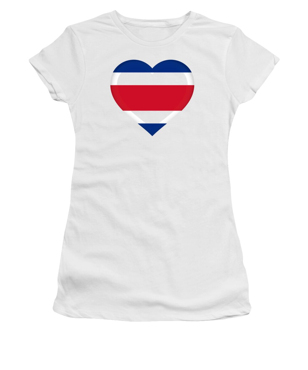 Costa Rica Women's T-Shirt featuring the digital art Flag of Costa Rica Heart by Roy Pedersen