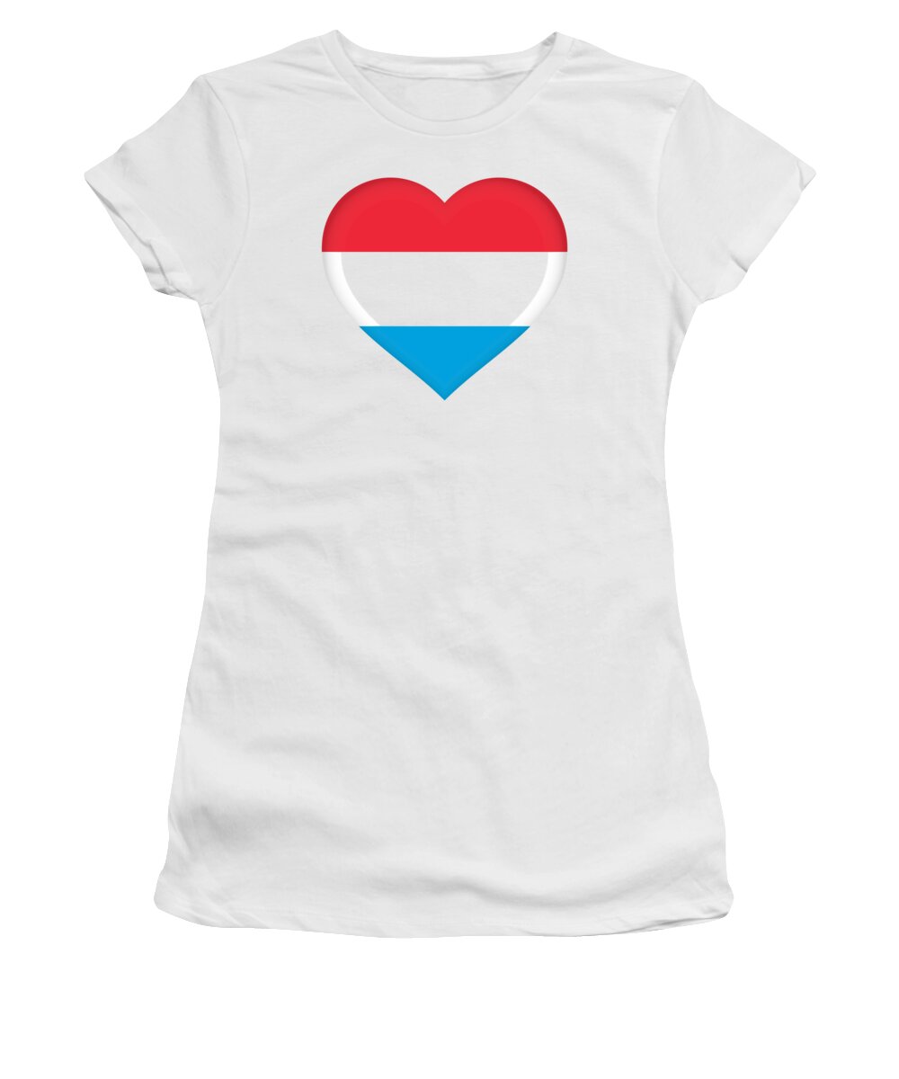 Luxembourg Women's T-Shirt featuring the digital art Flag of Luxembourg Heart by Roy Pedersen