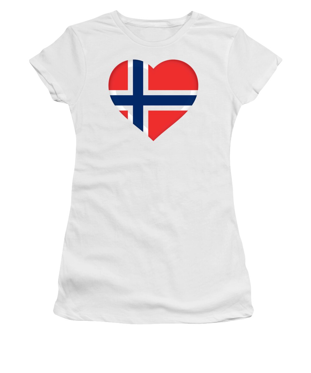 Norway Women's T-Shirt featuring the digital art Flag of Norway Heart by Roy Pedersen