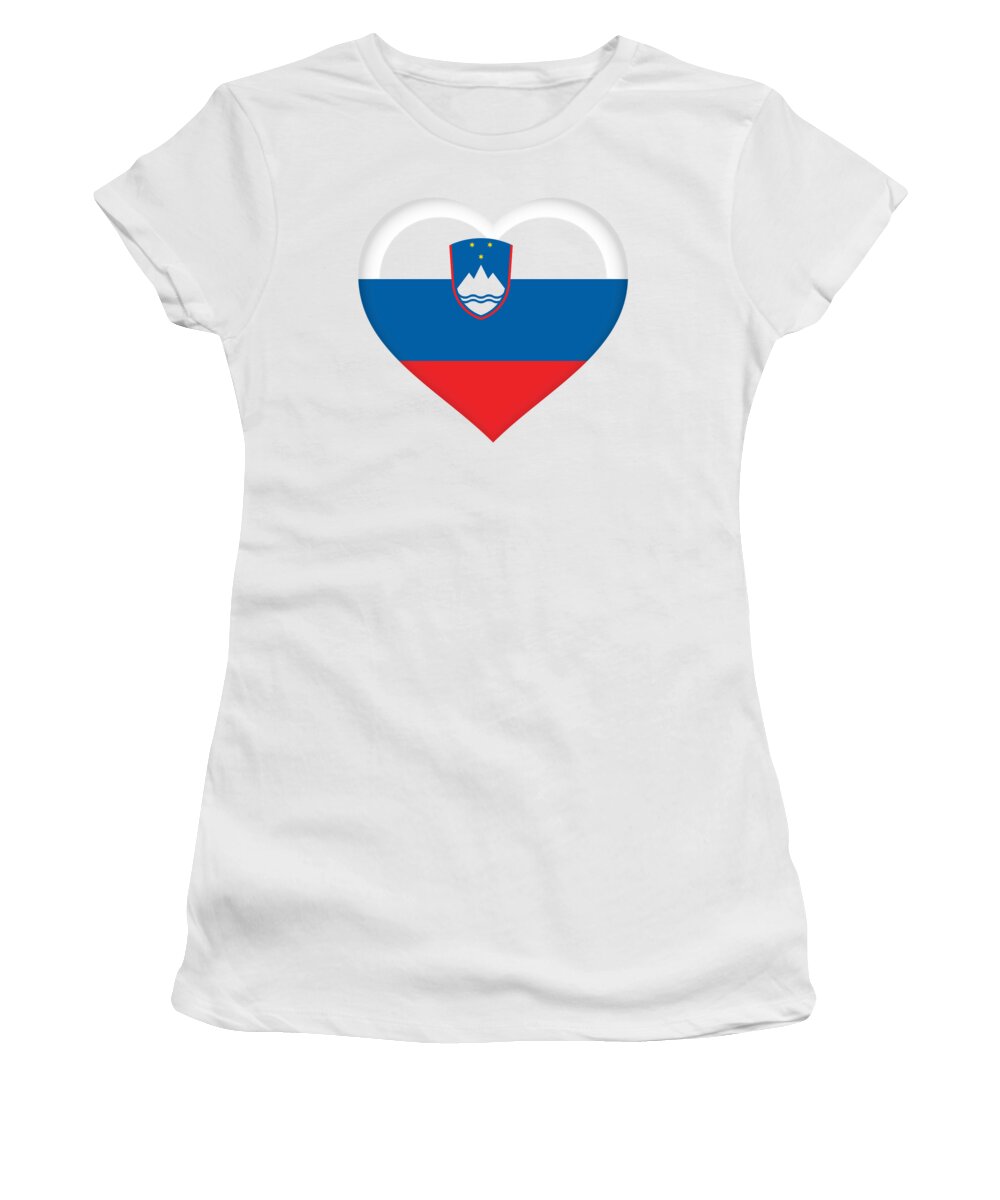  Slovene Women's T-Shirt featuring the digital art Flag of Slovenia Heart by Roy Pedersen