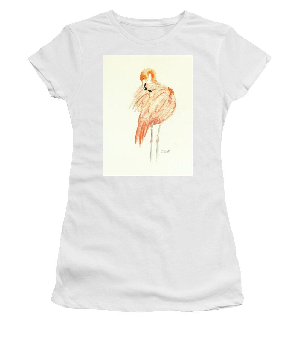 Flamingo Women's T-Shirt featuring the painting Flamingo by Laurel Best