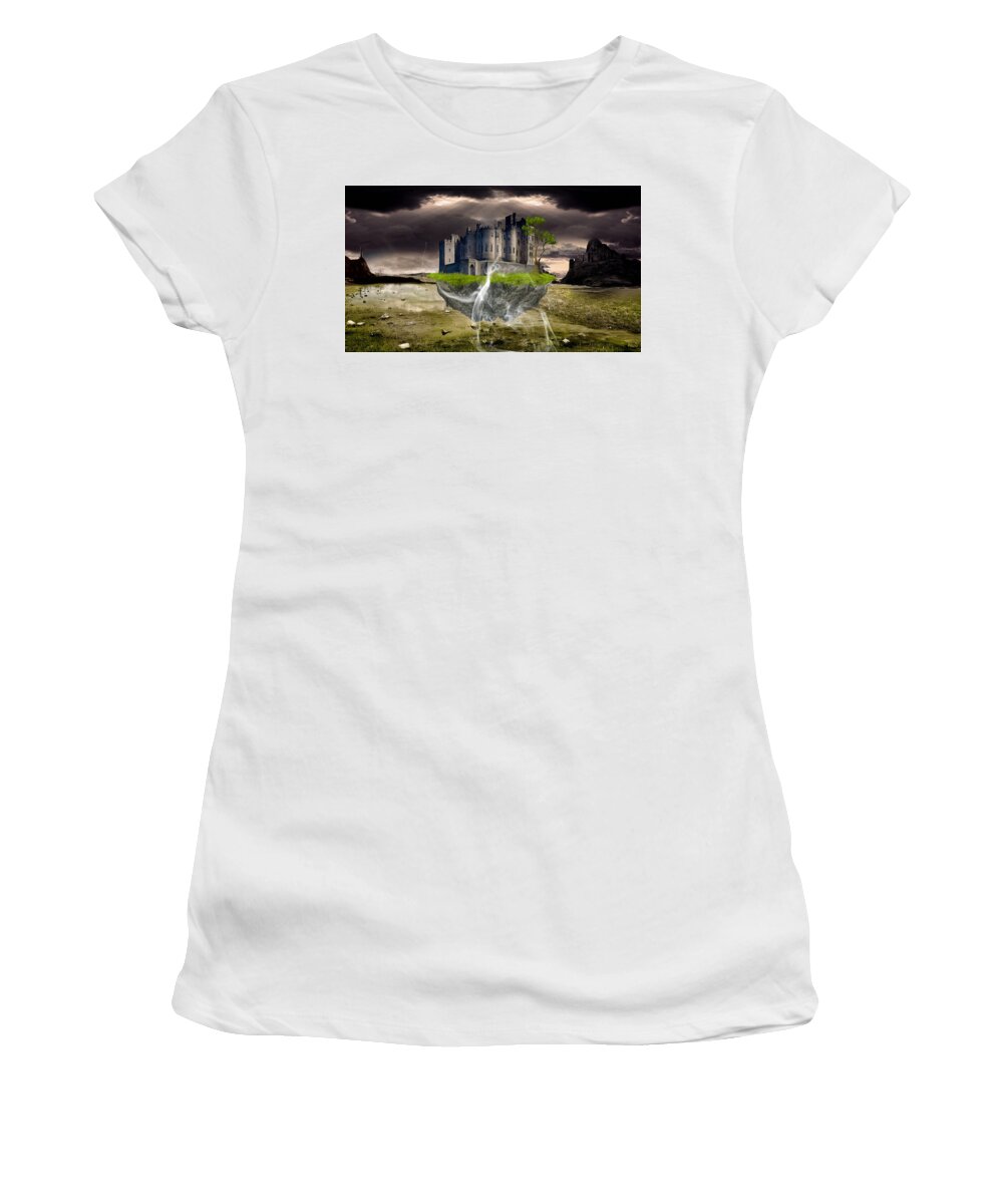 Castle Women's T-Shirt featuring the mixed media Floating Castle by Marvin Blaine