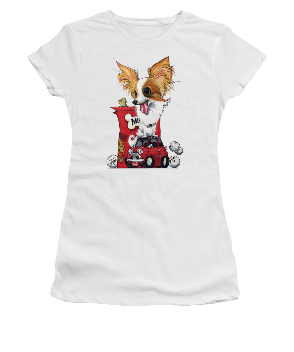 Pet Portrait Women's T-Shirt featuring the drawing Flounders 7-1478 by Canine Caricatures By John LaFree