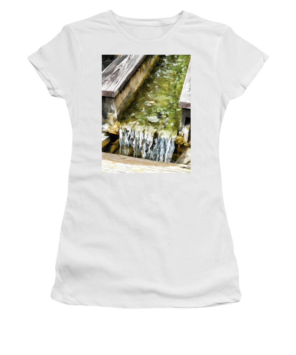 Wheel Women's T-Shirt featuring the painting Flow of water 2 by Jeelan Clark