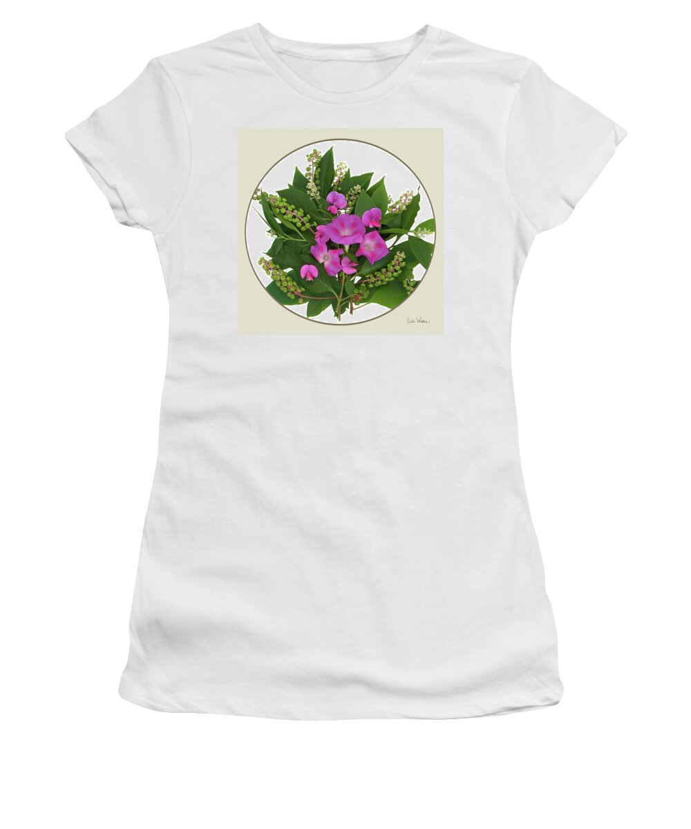 Flower Bouquets Women's T-Shirt featuring the digital art Flower Bouquet And Leaf Series Button by Lise Winne