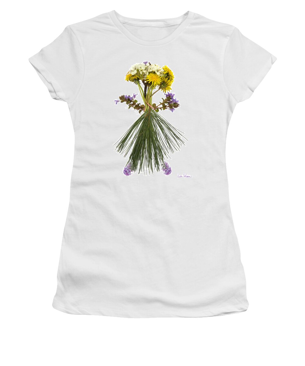 Flower Person Women's T-Shirt featuring the digital art Flower Head by Lise Winne