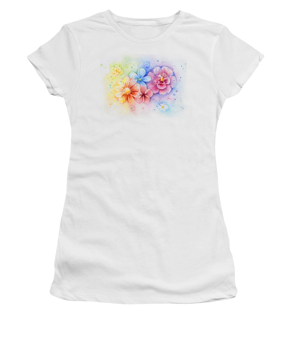 Flower Women's T-Shirt featuring the painting Flower Power Watercolor by Olga Shvartsur