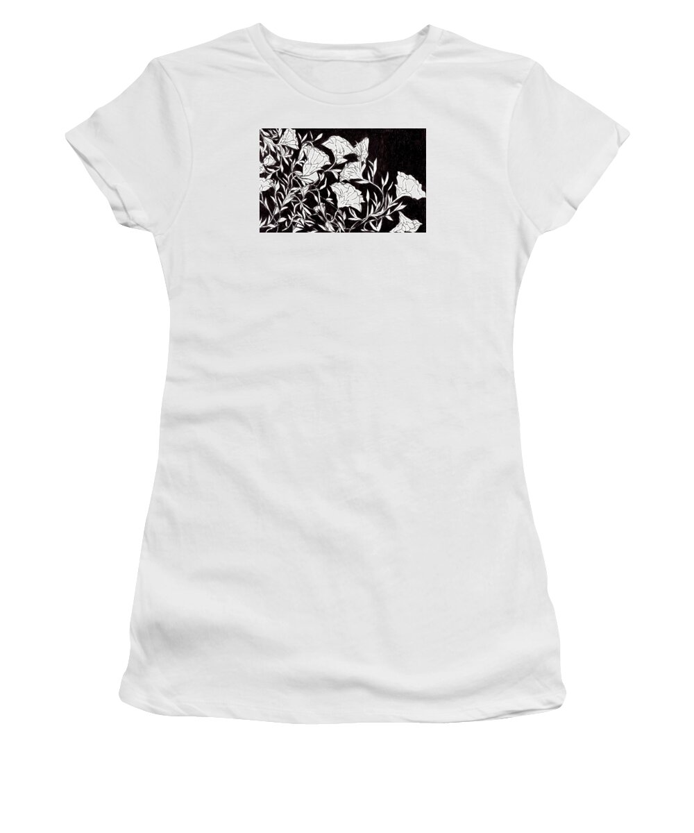 Nature Women's T-Shirt featuring the drawing Flowers by Lou Belcher