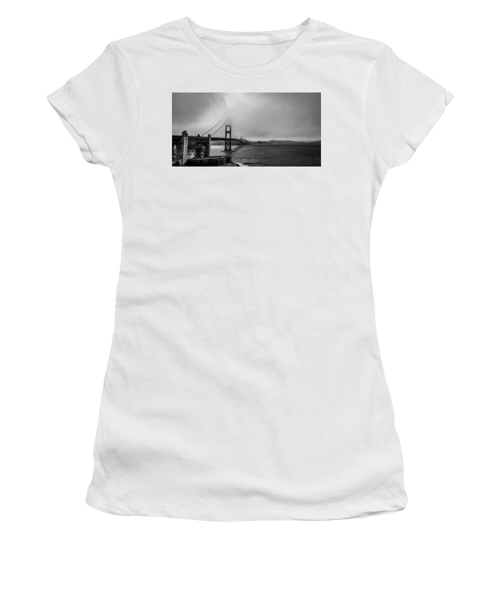 Golden Gate Bridge Women's T-Shirt featuring the photograph Fog Over The Golden Gate Bridge by Ant Pruitt