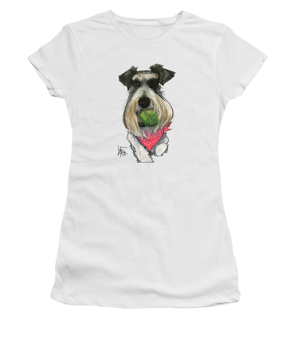 Pet Portrait Women's T-Shirt featuring the drawing Ford 3235 Miley by Canine Caricatures By John LaFree