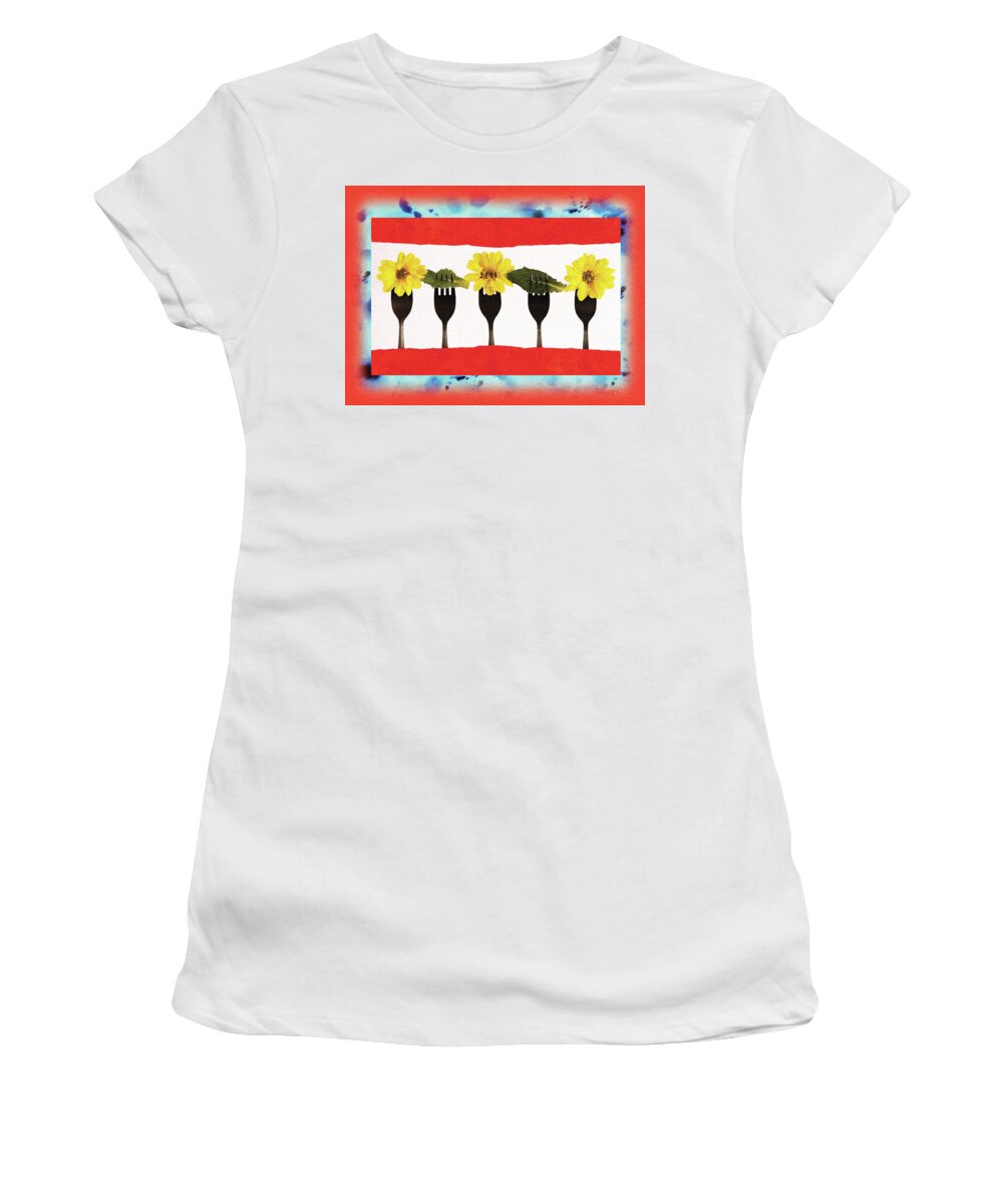 Digital Women's T-Shirt featuring the digital art Forks and Flowers by Paula Ayers