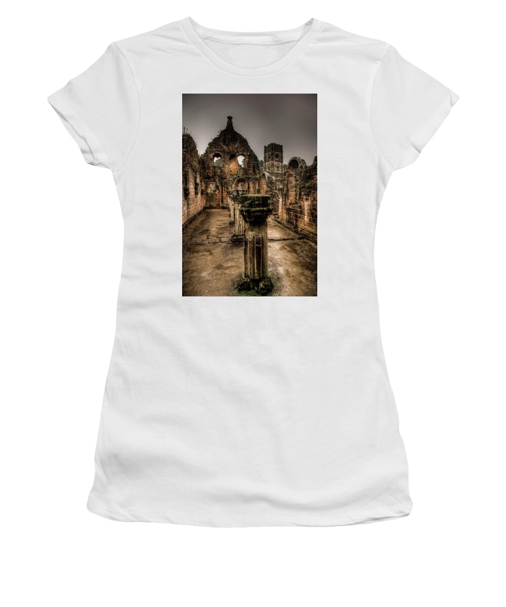 Europe Women's T-Shirt featuring the photograph Fountains Abbey in Pouring Rain by Dennis Dame