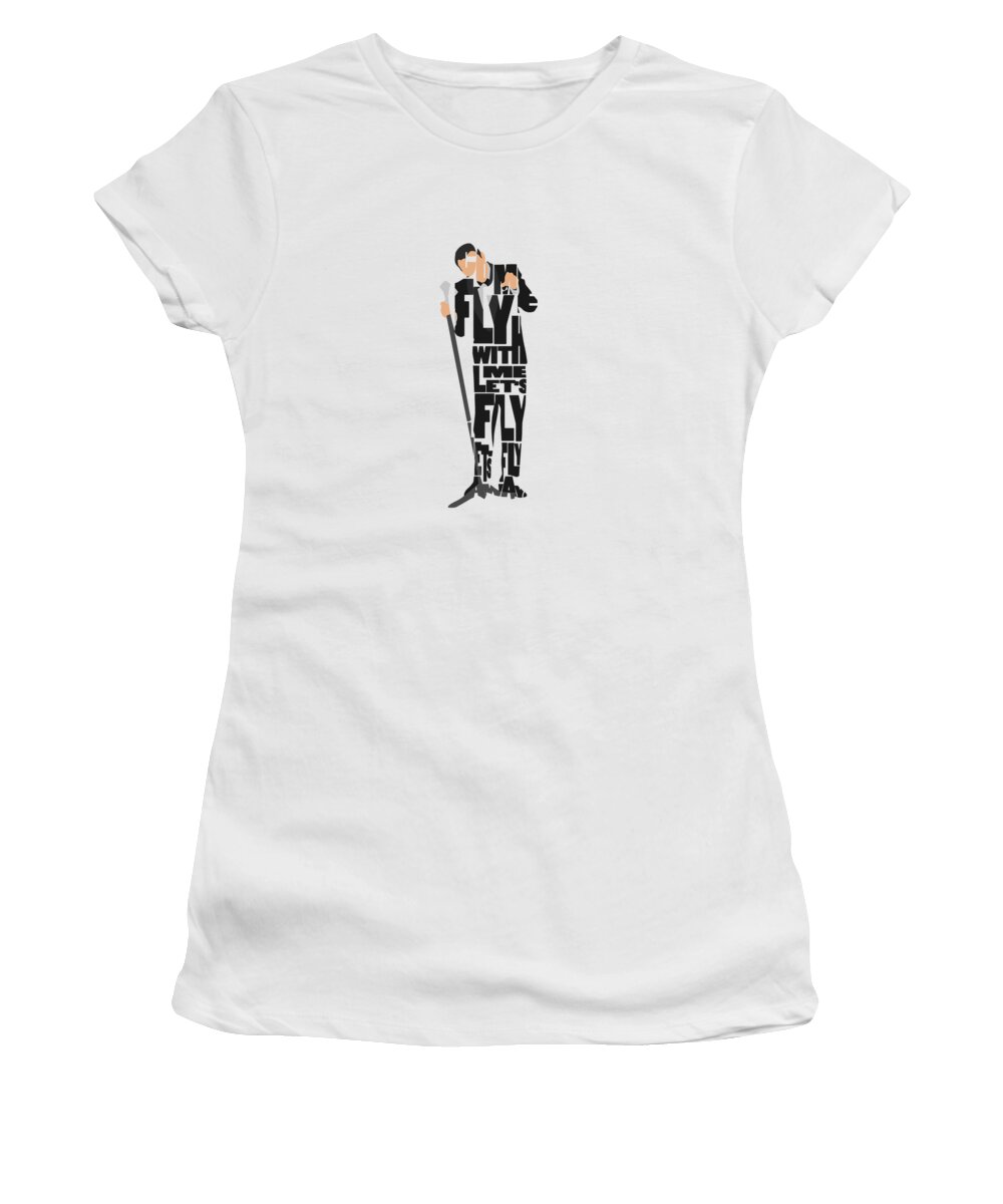 Frank Women's T-Shirt featuring the painting Frank Sinatra Typography Art by Inspirowl Design