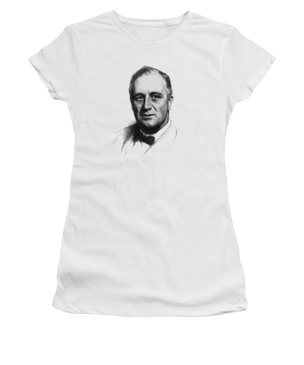 Franklin Roosevelt Women's T-Shirt featuring the painting Franklin Roosevelt by War Is Hell Store