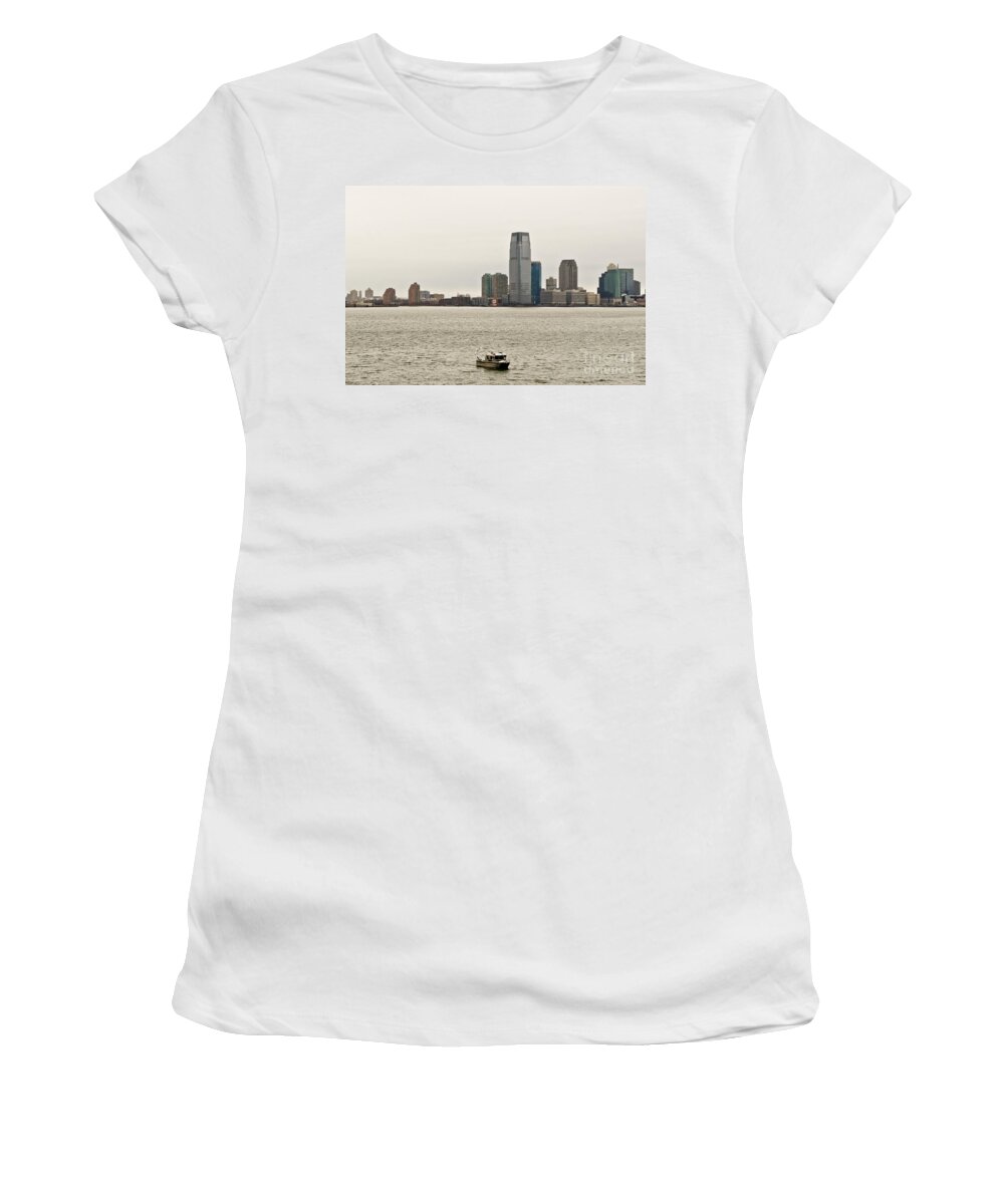 New York From Ferry Women's T-Shirt featuring the photograph Free from hustle and bustle by Elena Perelman