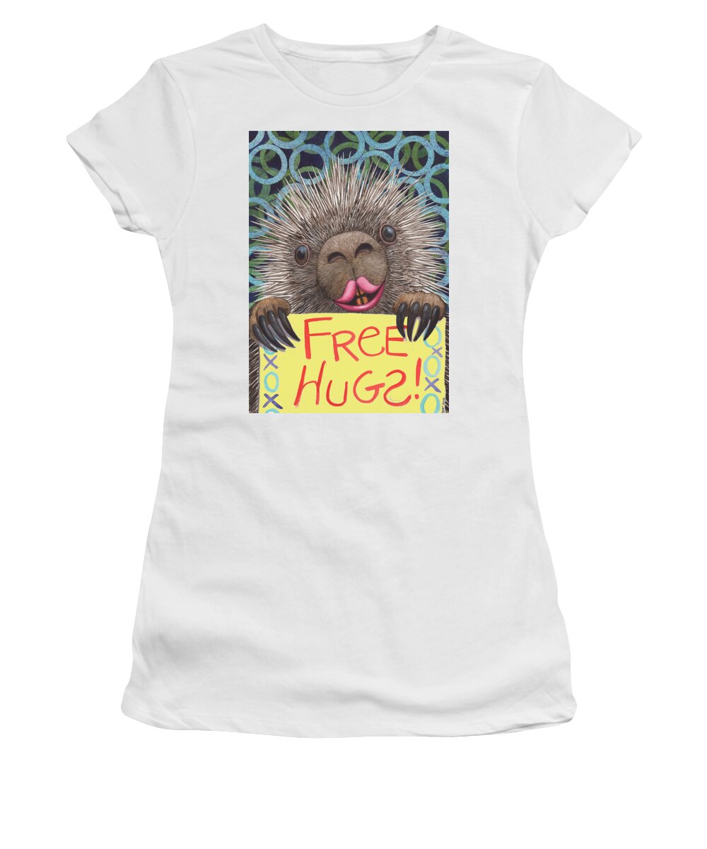 Porcupine Women's T-Shirt featuring the painting Free Hugs by Catherine G McElroy