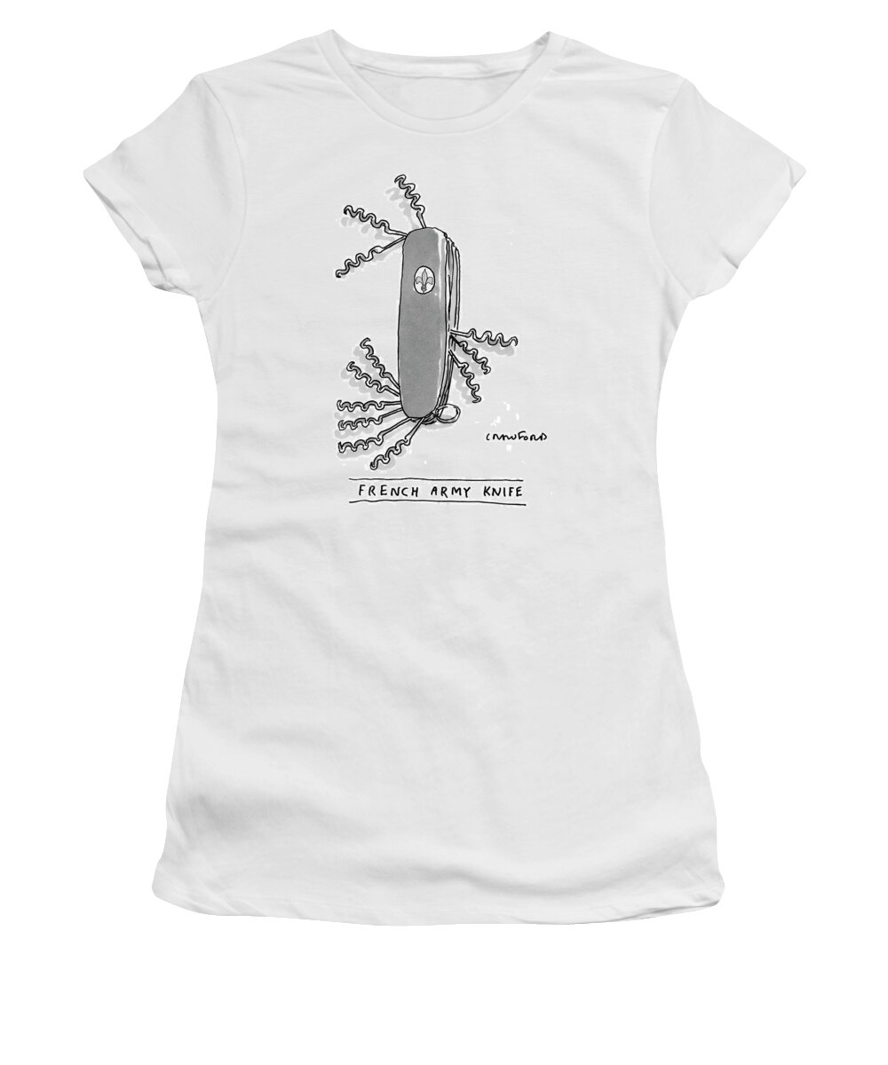 Swiss Army Knife Women's T-Shirt featuring the drawing French Army Knife by Michael Crawford