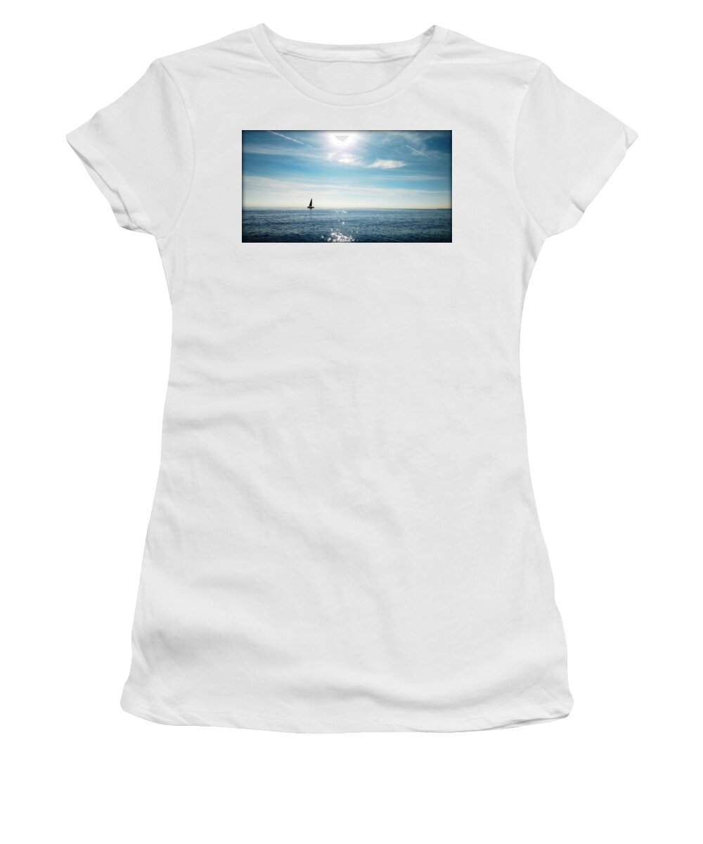 Sail Women's T-Shirt featuring the photograph French Riviera Waters by KATIE Vigil