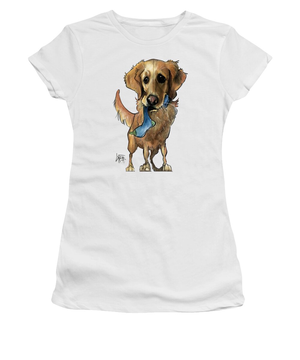 Pet Portrait Women's T-Shirt featuring the drawing Fritz 3330 by Canine Caricatures By John LaFree