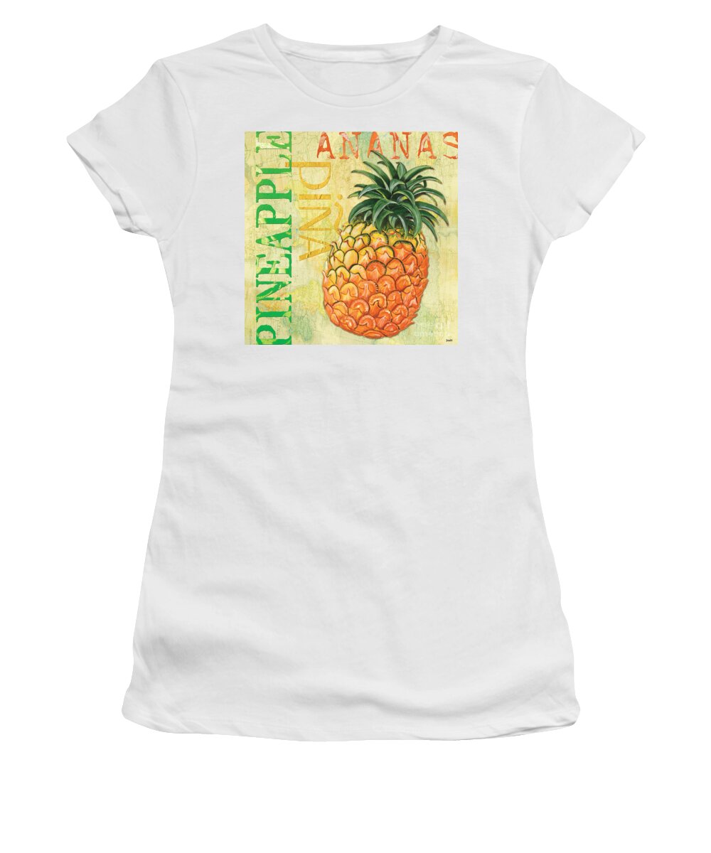 Lemon Women's T-Shirt featuring the painting Froyo Pineapple by Debbie DeWitt