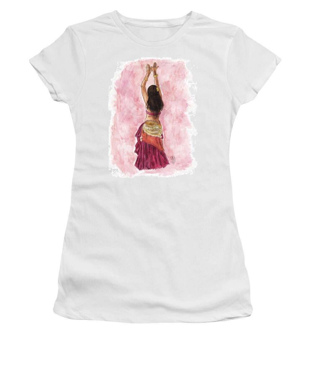 Bellydance Women's T-Shirt featuring the painting Fuchsia by Brandy Woods