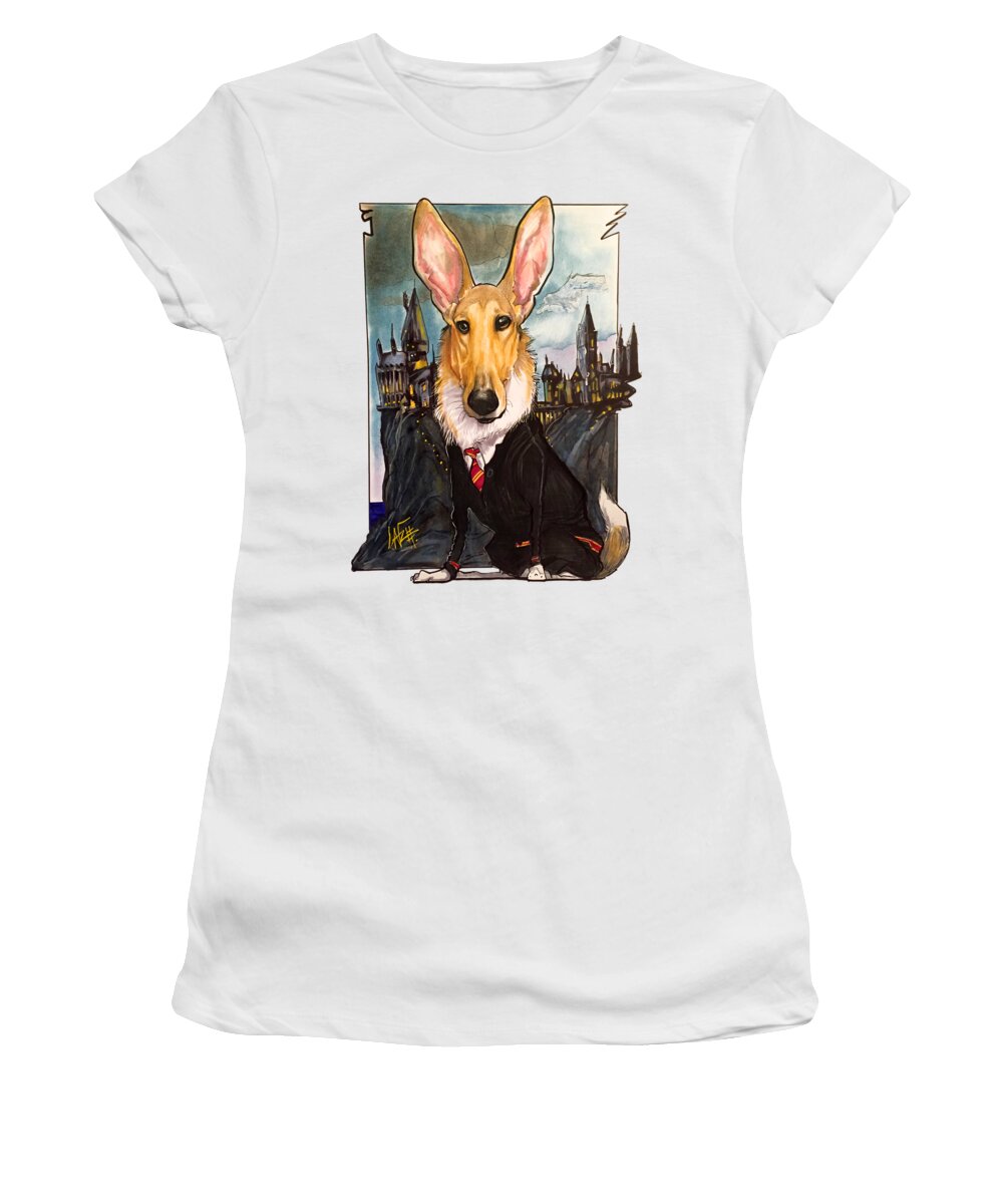Collie Women's T-Shirt featuring the drawing Fulgencio 2143 by Canine Caricatures By John LaFree