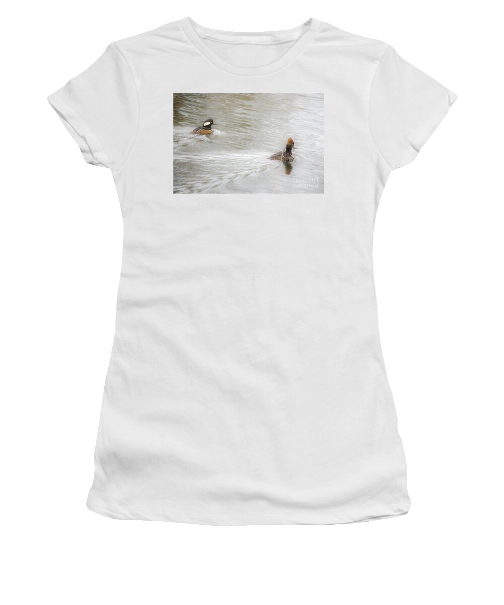 Ducks Women's T-Shirt featuring the photograph Full Steam Ahead by Merle Grenz