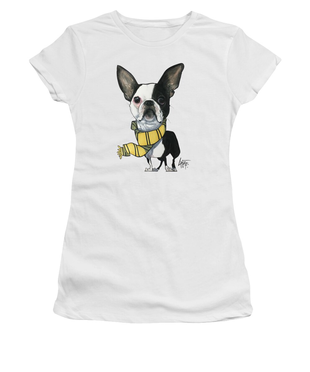 Pet Portrait Women's T-Shirt featuring the drawing Gagnon 3406 by Canine Caricatures By John LaFree