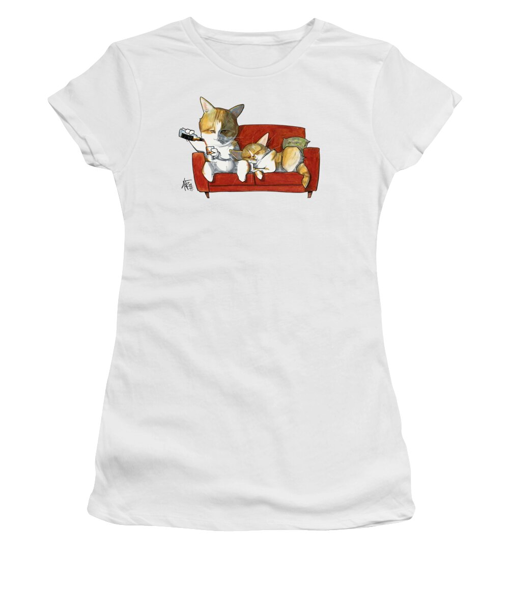 Pet Portrait Women's T-Shirt featuring the drawing Galmiche 3258 by Canine Caricatures By John LaFree
