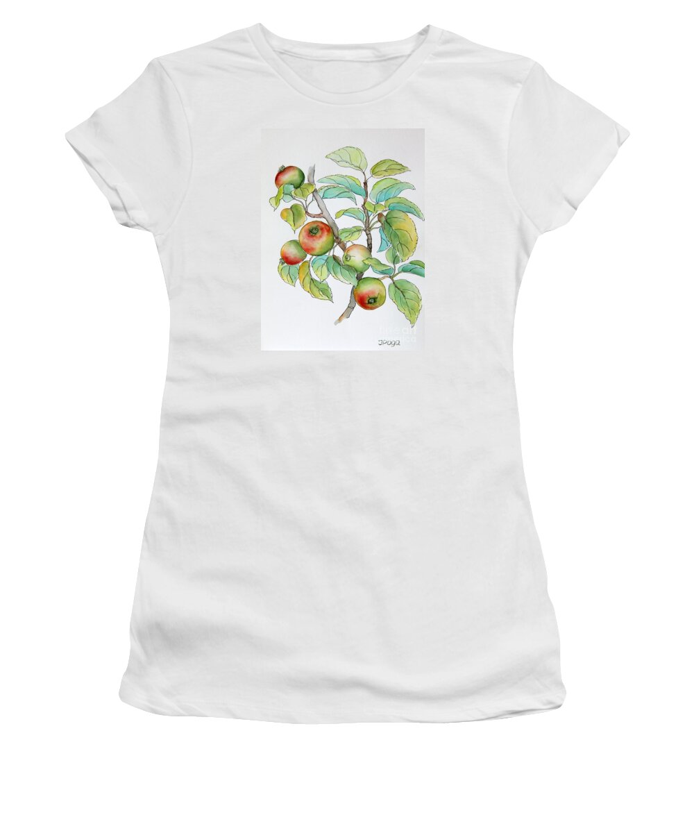 Nature Illustration Women's T-Shirt featuring the painting Garden apples sketch by Inese Poga