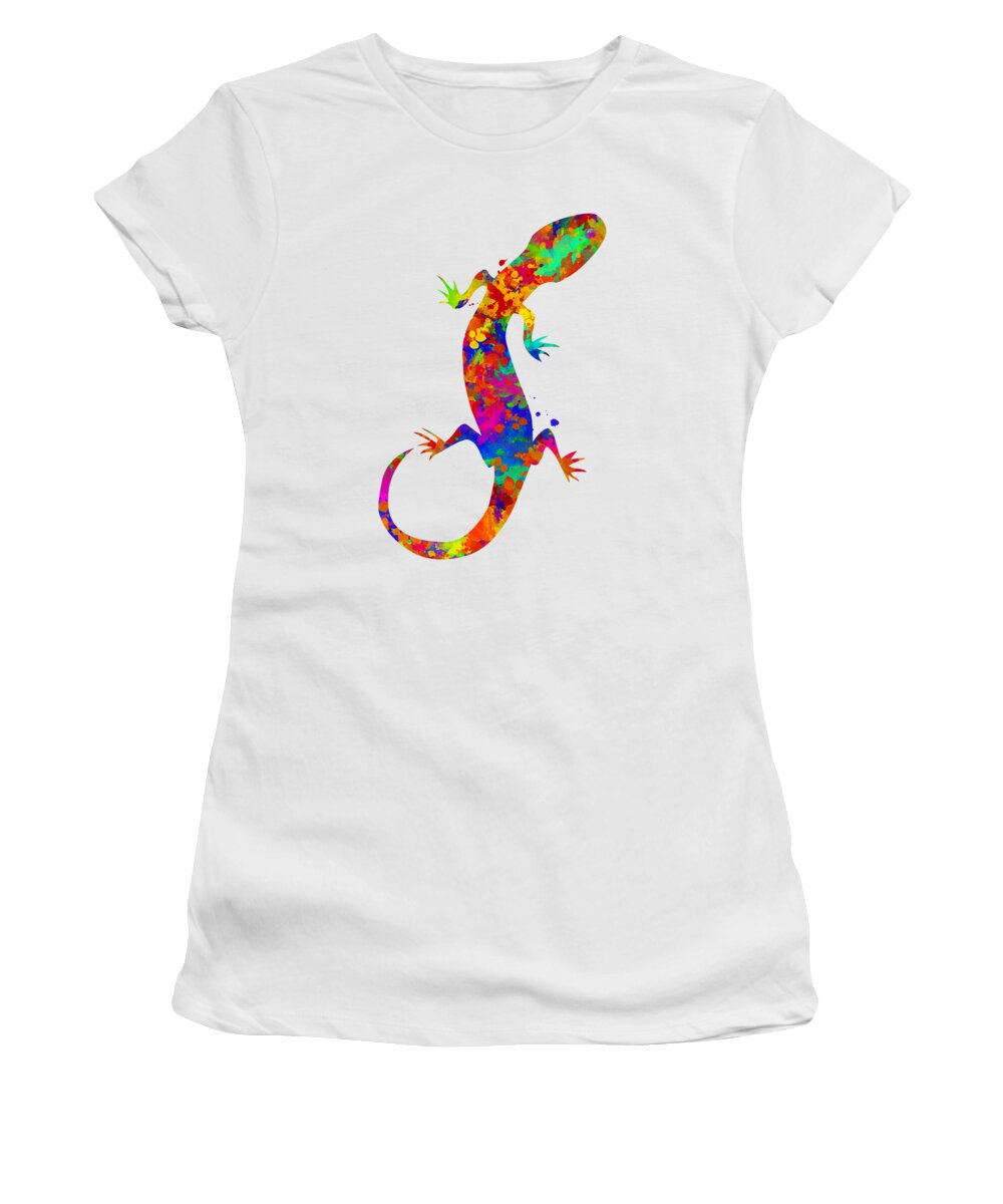 Gecko Women's T-Shirt featuring the mixed media Gecko Watercolor Art by Christina Rollo