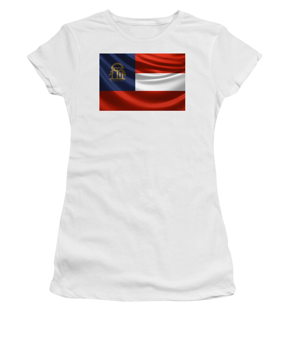 'state Heraldry' Collection By Serge Averbukh Women's T-Shirt featuring the digital art Georgia State Flag by Serge Averbukh