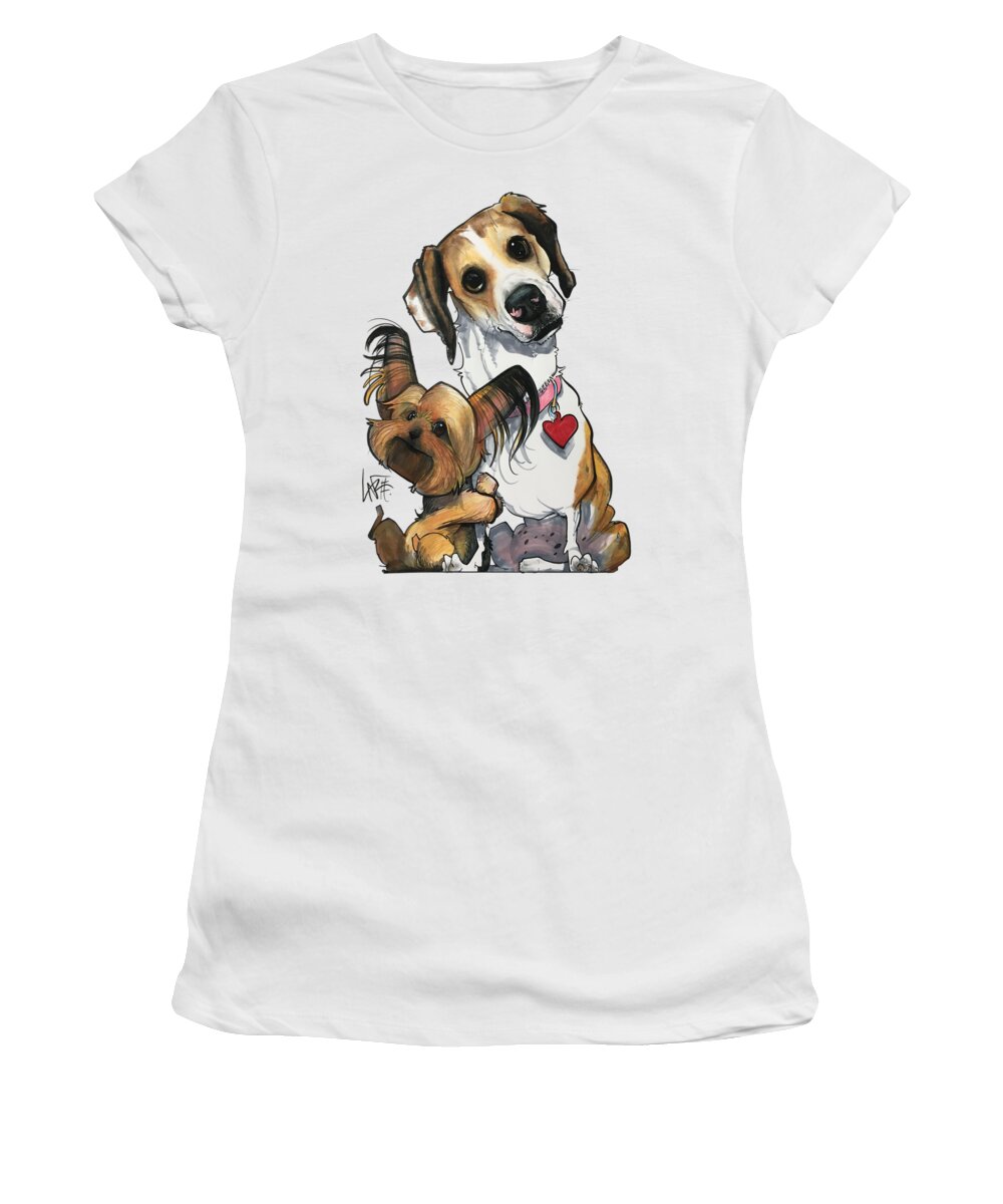 Yorkie Women's T-Shirt featuring the drawing Gesmondi 3936 by Canine Caricatures By John LaFree