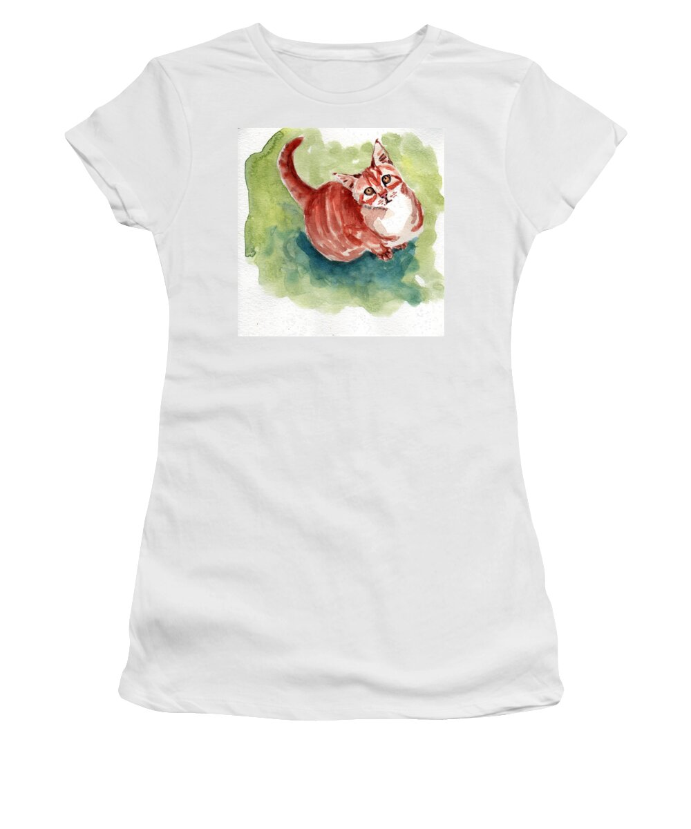  Women's T-Shirt featuring the painting Ginger tabby 8 by Mimi Boothby