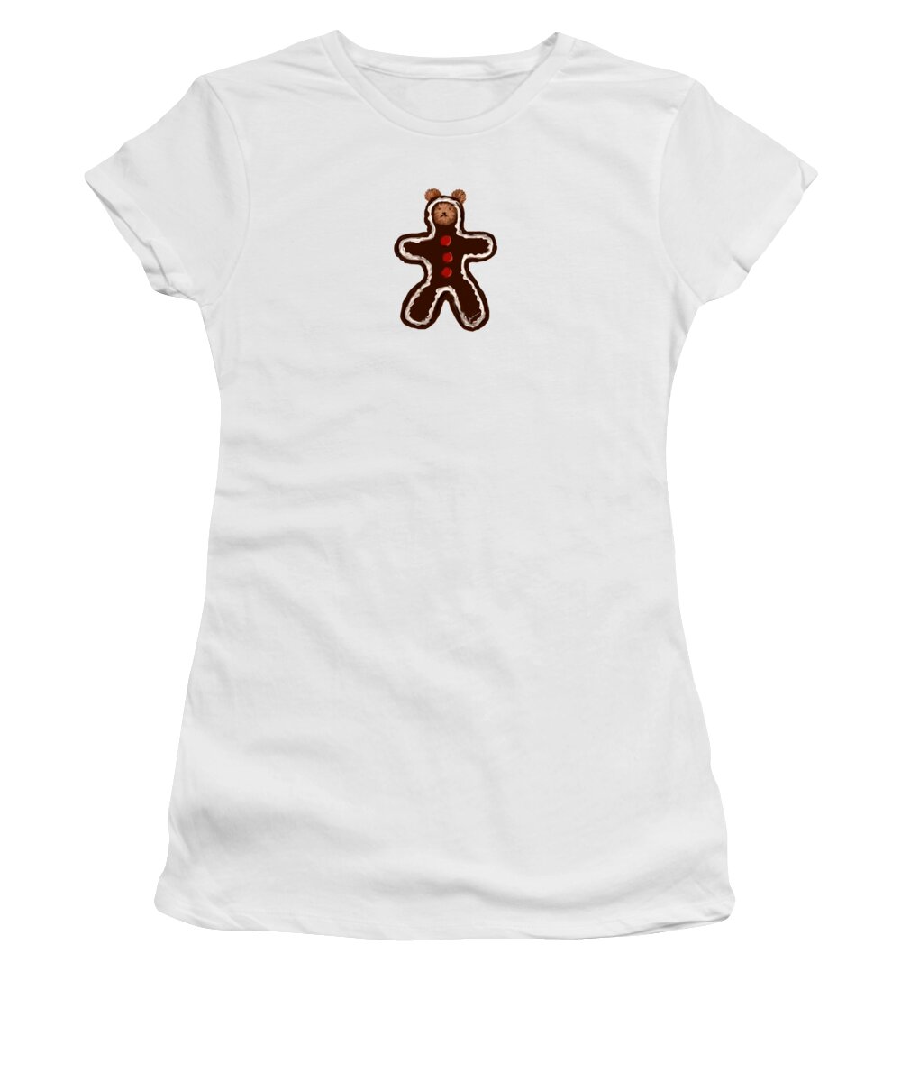 Teddy Women's T-Shirt featuring the painting Gingerbread Teddy by Jean Pacheco Ravinski