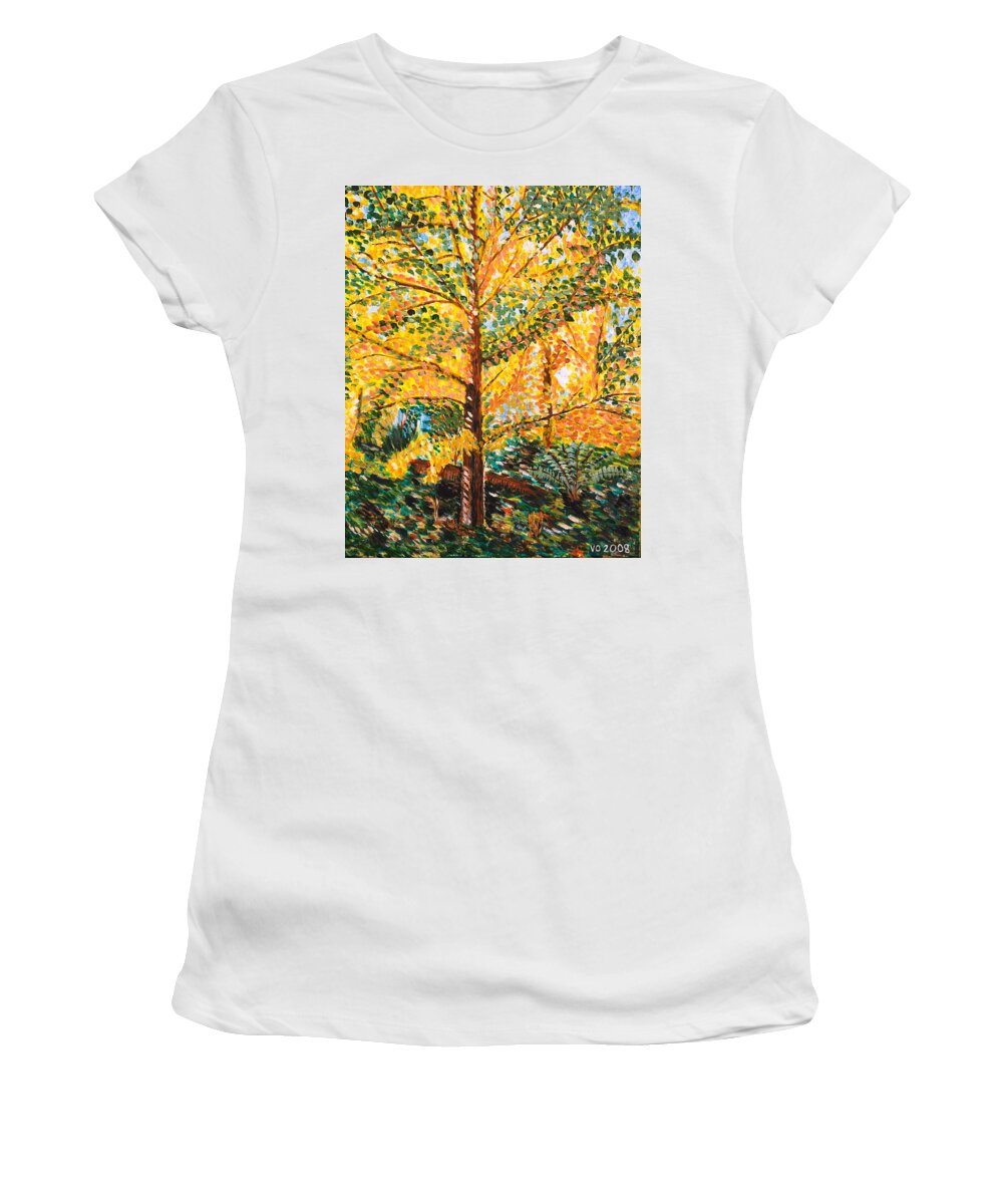 Tree Women's T-Shirt featuring the painting Gingko Tree by Valerie Ornstein